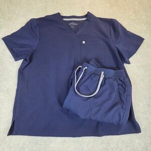 Fabletics Mens Blue Scrub Set XXL Helix Top All Shift‎ Joggers Medical
